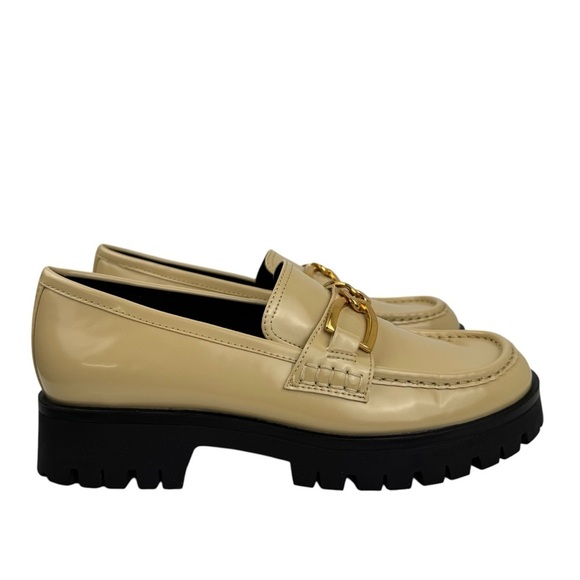 Nine West Womens Gemay 3 Patent Slip On Loafer Heels Shoes Comfort Neutral SZ 9M - Picture 2 of 16